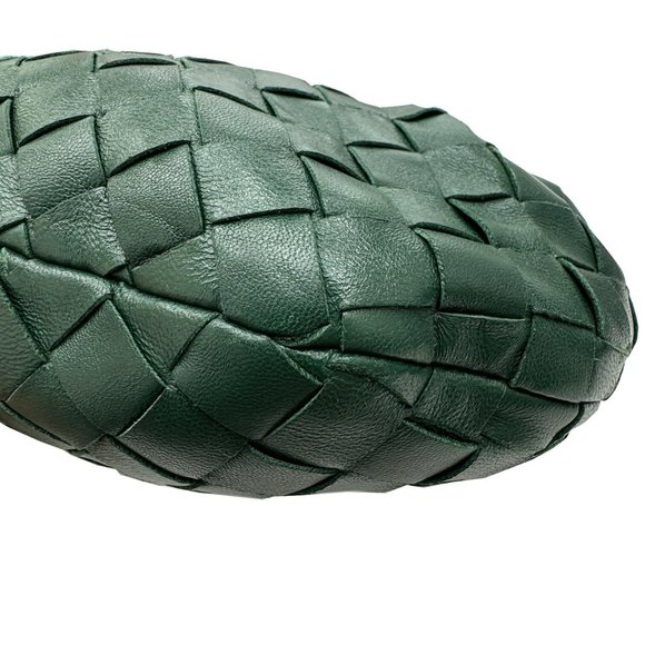 BOTTEGA VENETA Jody Handbag, Lambsun Calfskin, 651876, Intrecciato, Dark Gree... - Picture 7 of 11